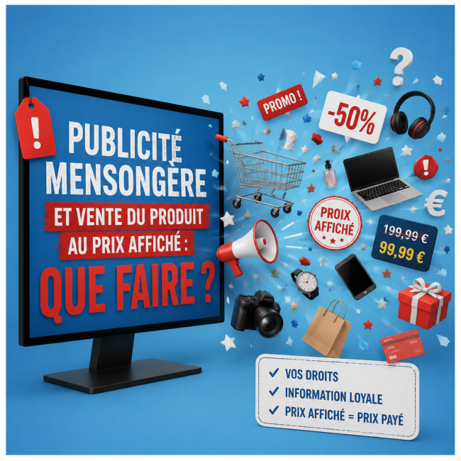 PUBLICITE MENSONGERE et VENTE DU PRODUIT AU PRIX AFFICHE : QUE FAIRE?