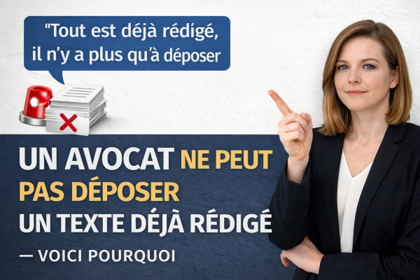 Un avocat ne peut pas déposer un texte déjà rédigé par un tiers