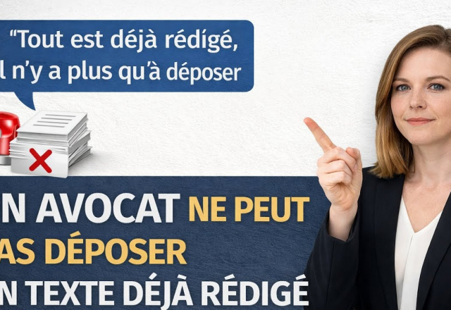 Un avocat ne peut pas déposer un texte déjà rédigé par un tiers