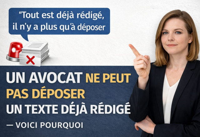Un avocat ne peut pas déposer un texte déjà rédigé par un tiers
